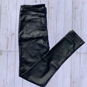 Black Faux leather coated denim skinny jeans